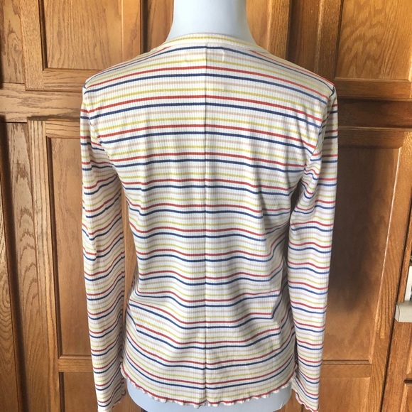 MADEWELL Cream Metallic Striped Long Sleeve Top Blouse Size M - Picture 7 of 9
